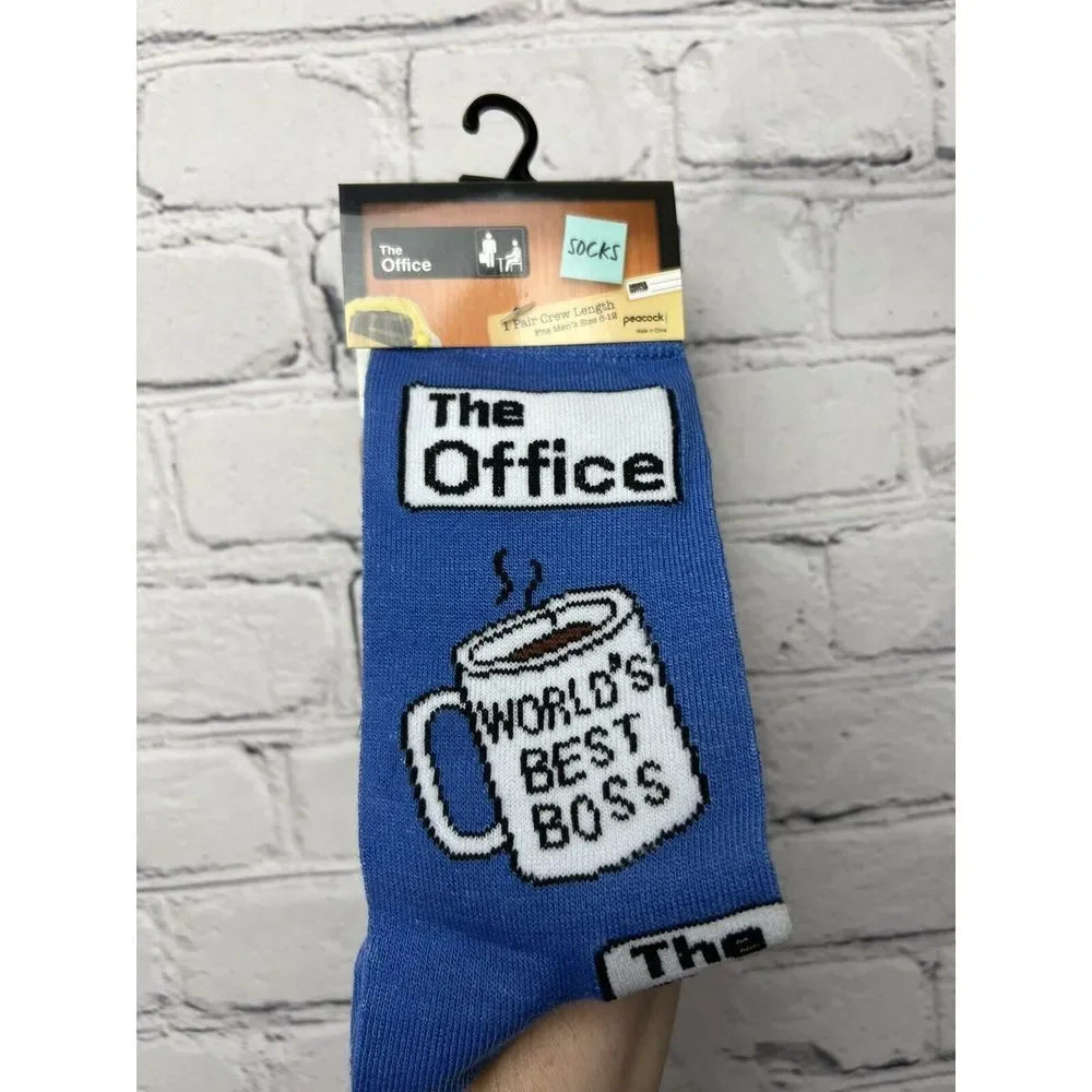 The Office Socks World's Best Boss Dunder Mifflin Blue Novelty Socks TV Show NEW